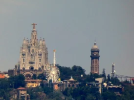 barcelona tibidabo mountain attraction park sacred heart of jesus church