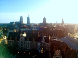 ghent proud medieval city 3 towers gravensteen city view