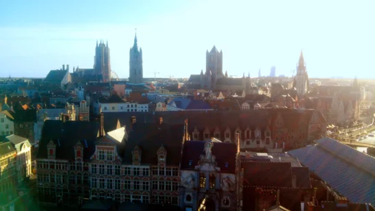 ghent proud medieval city 3 towers gravensteen city view