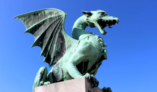 dragon statue in ljubljana city symbol capital slovenia central europe