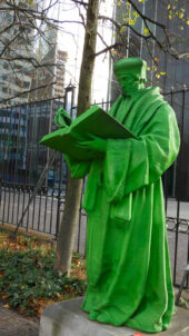 rotterdam erasmus in the manhattan at the meuse statue green humanist