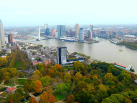 rotterdam erasmus in the manhattan at the meuse city overview harbour euromast